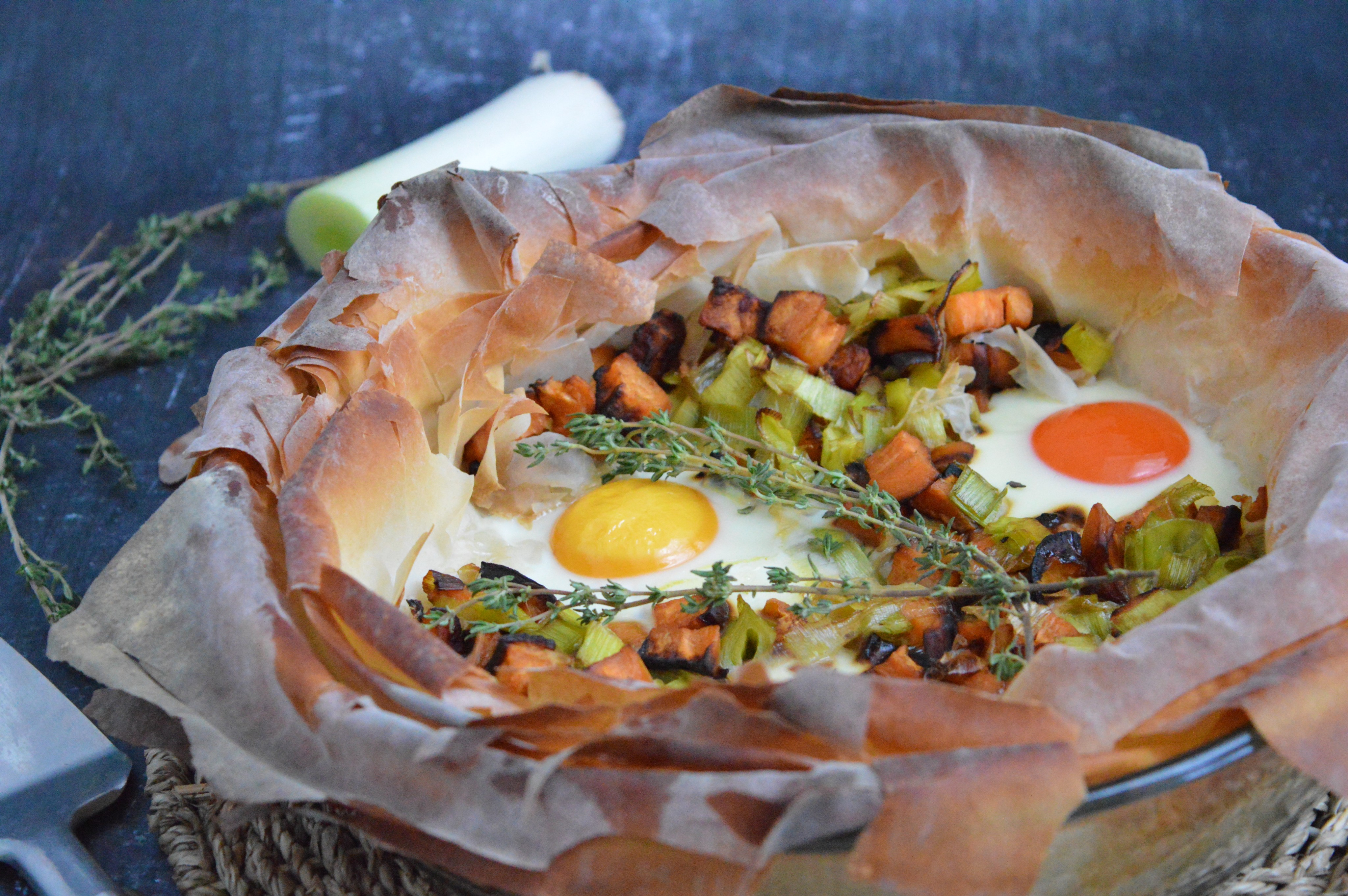 Leek & Sweet Potato Filo Pie