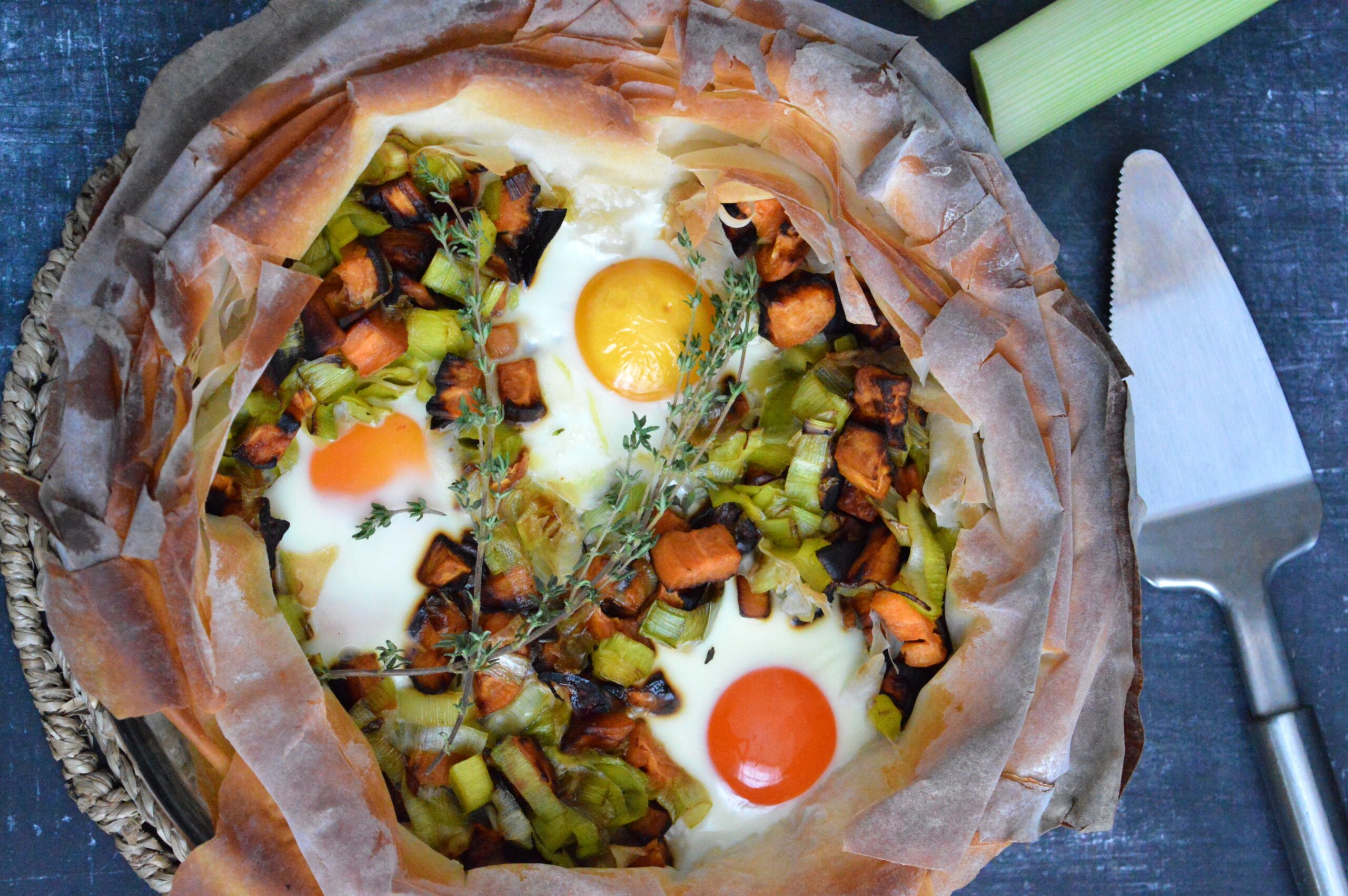 Leek & Sweet Potato Filo Pie