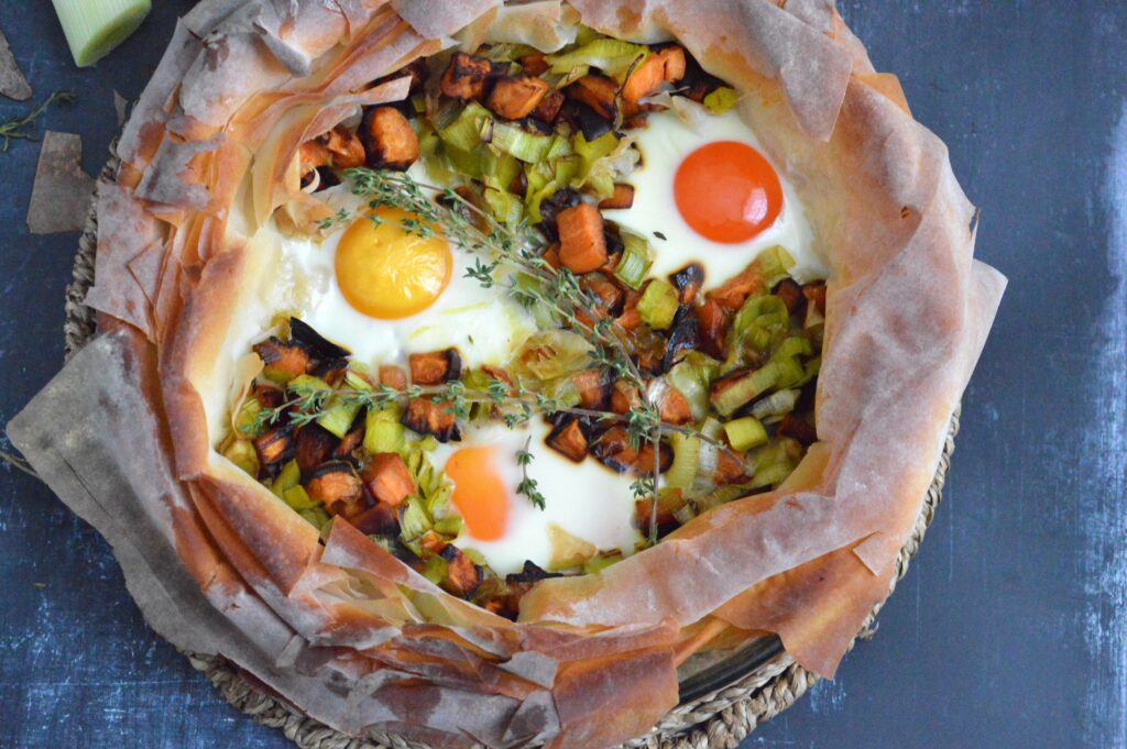 Leek & Sweet Potato Filo Pie