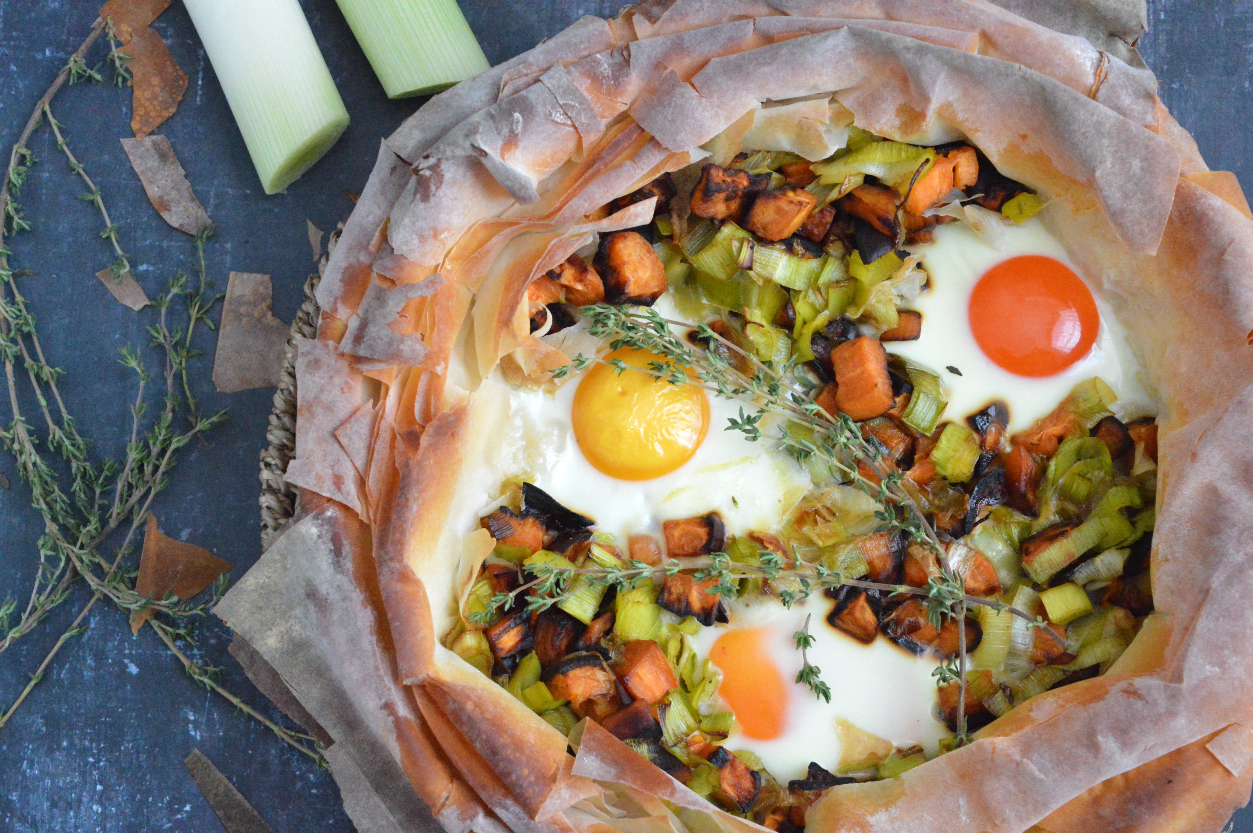 Leek & Sweet Potato Filo Pie