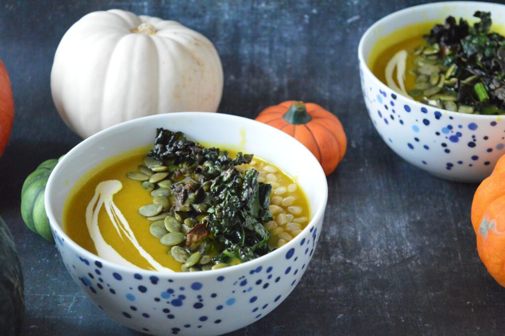 Pumpkin Leek Soup with Crispy Cavolo Nero