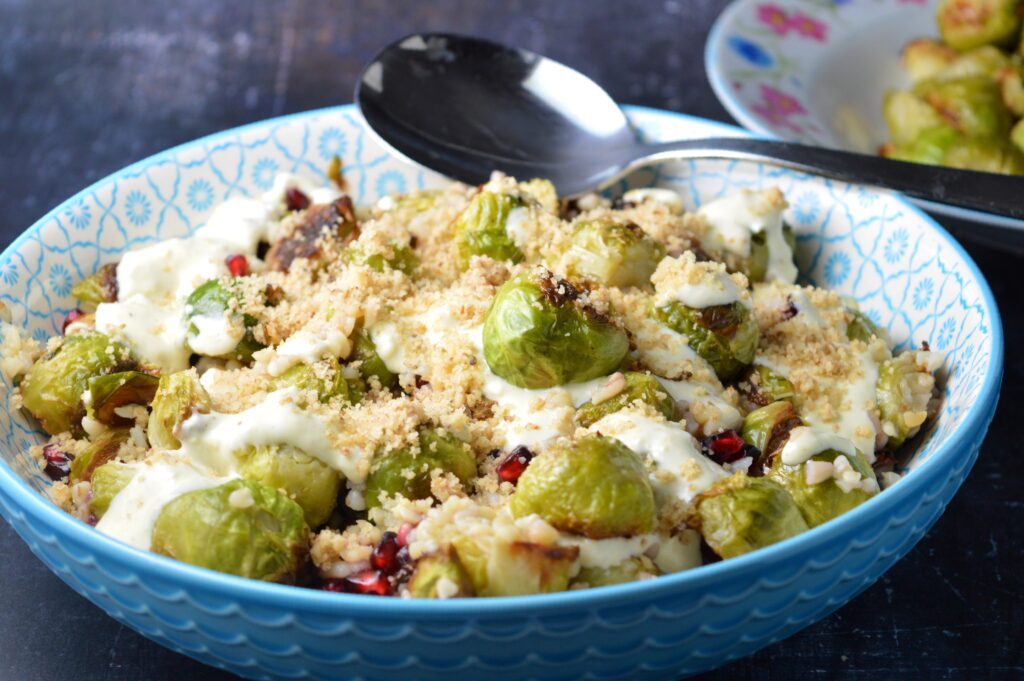 Roasted Brussels Srouts Salad with Blue Cheese Dressing