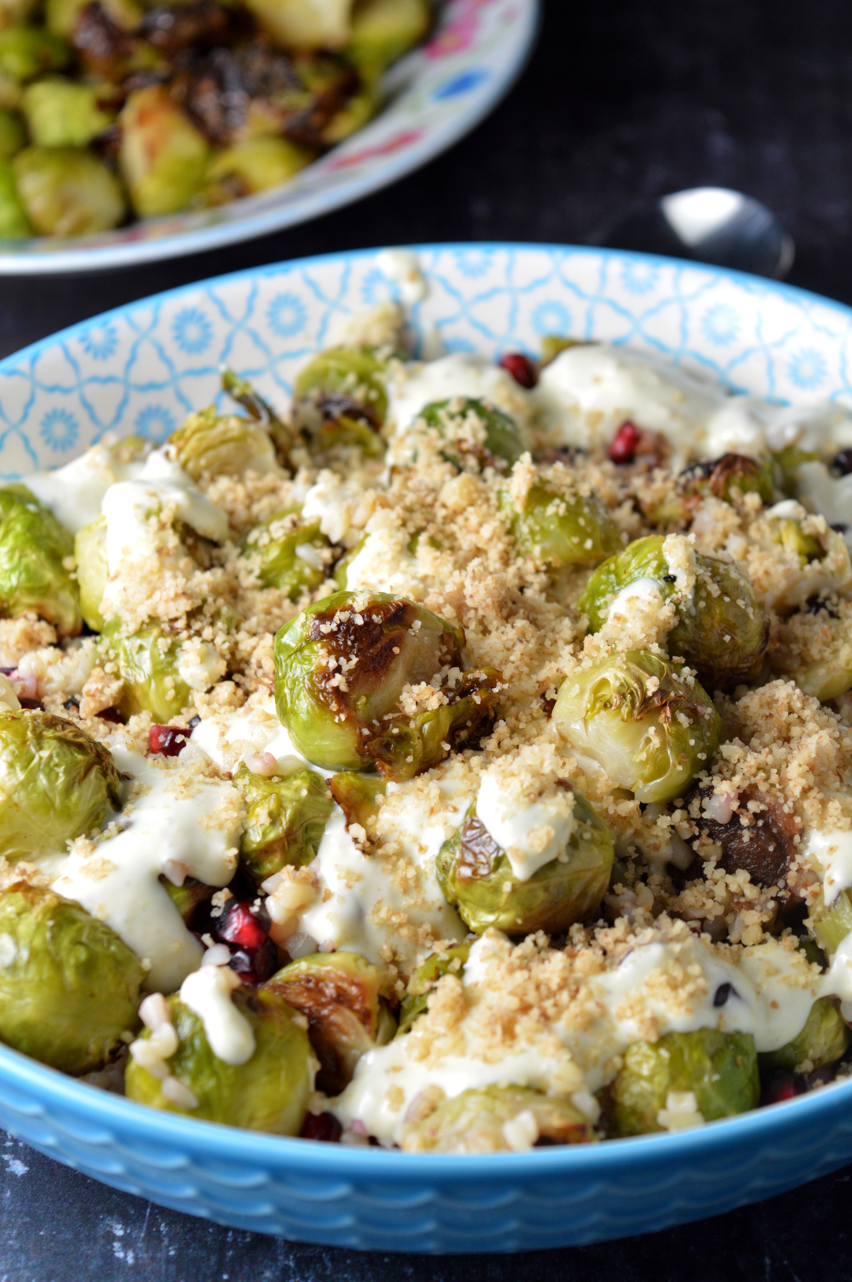 Roasted Brussels Sprouts Salad with Blue Cheese Dressing