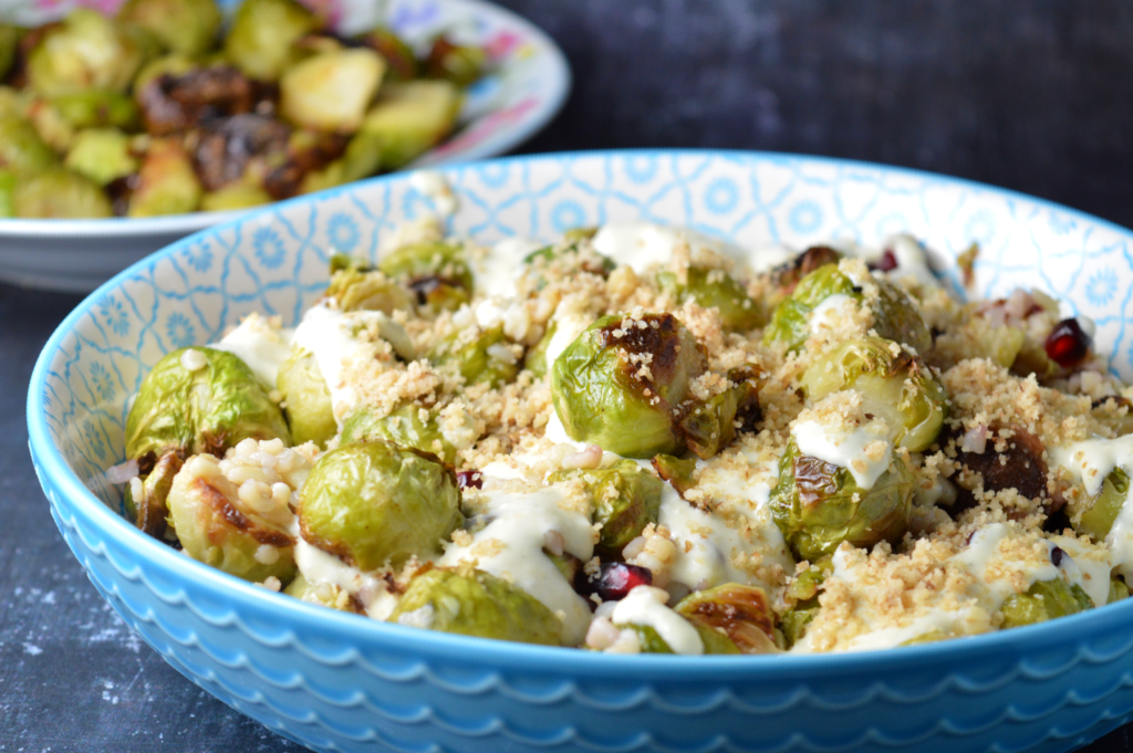 Roasted Brussels Sprouts Salad with Blue Cheese Dressing
