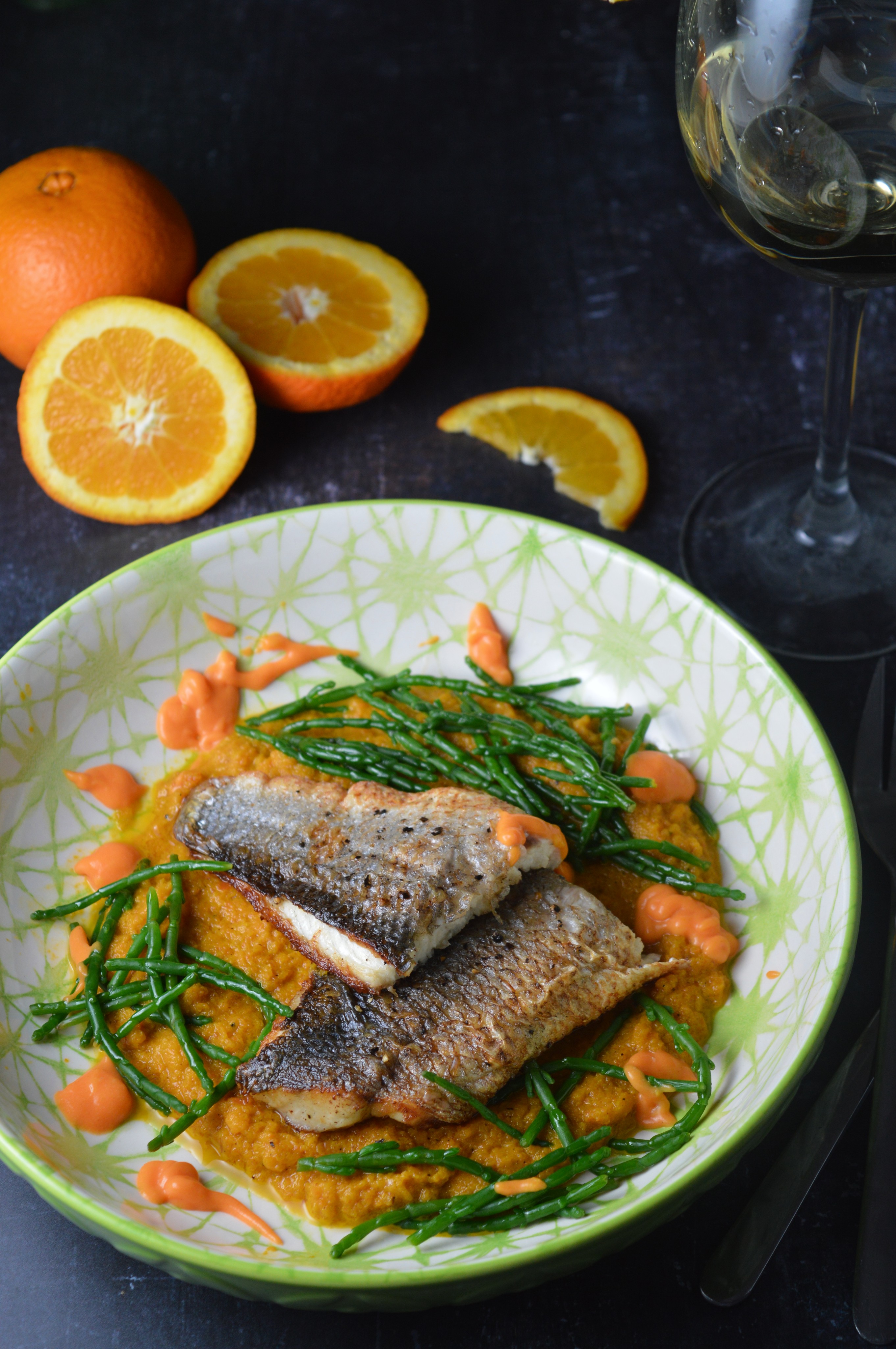 Orange Sea Bass with Coconut Carrot