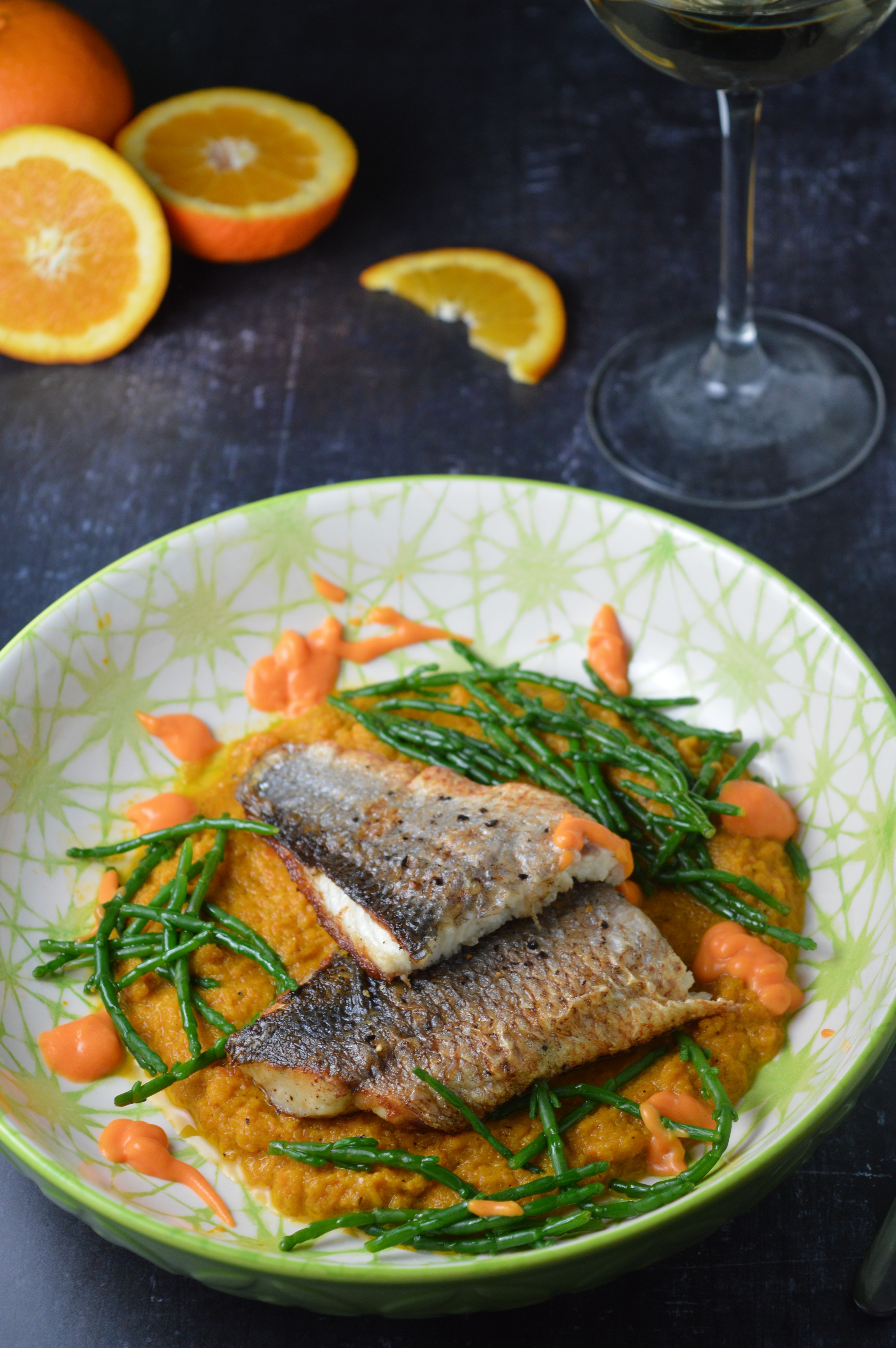 Orange Sea Bass with Coconut Carrot