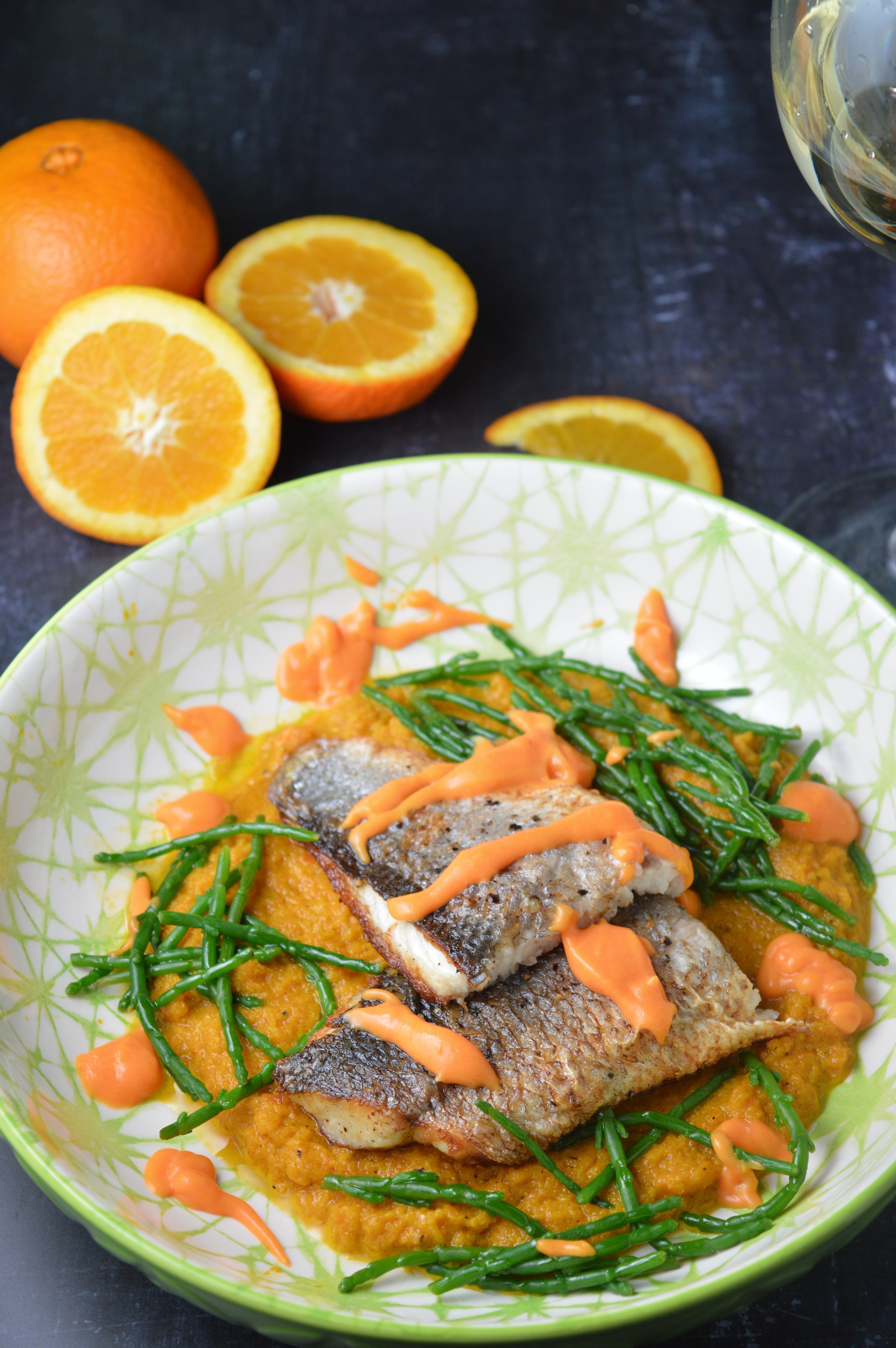Orange Sea Bass with Coconut Carrot
