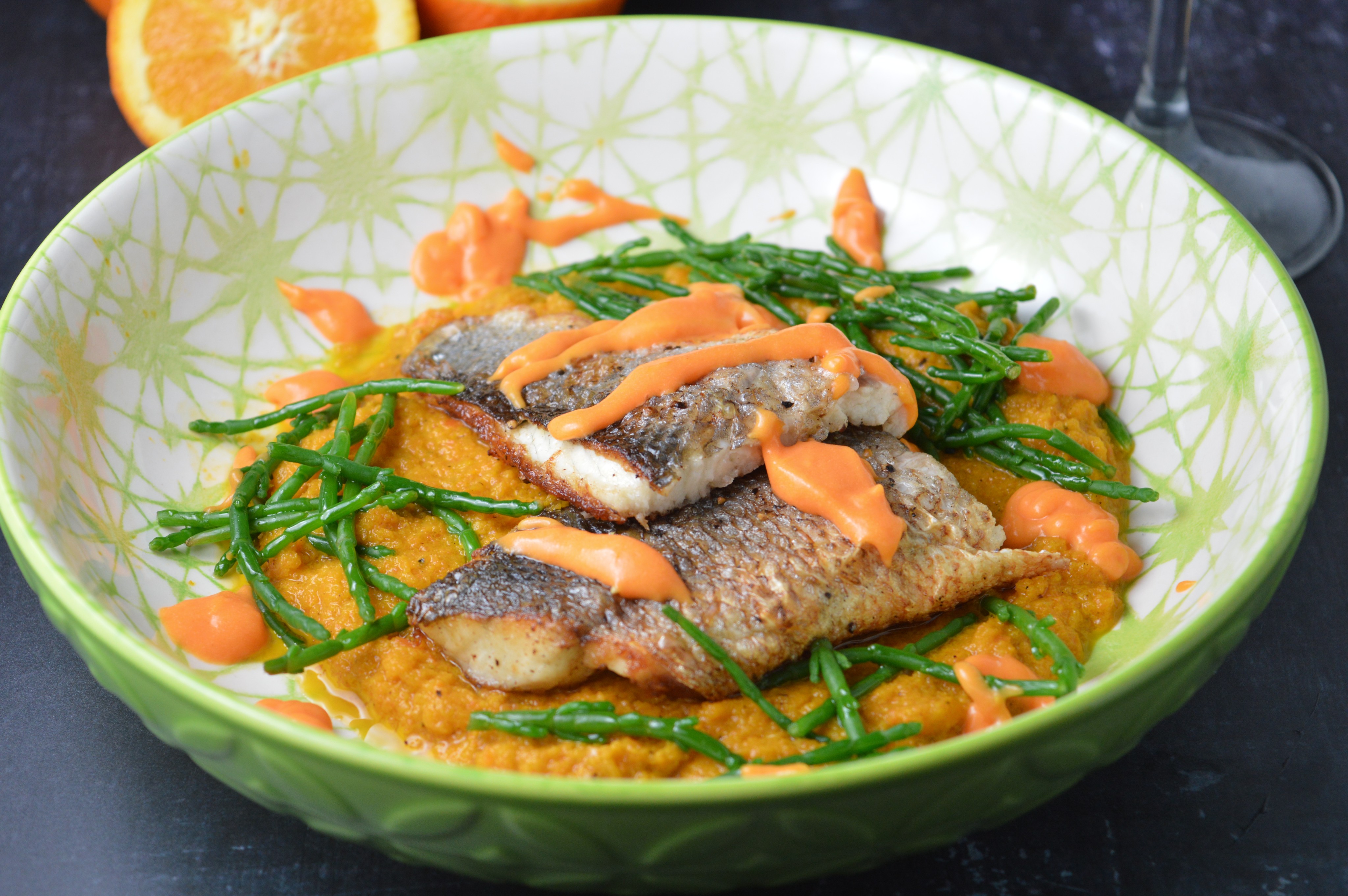 Orange Sea Bass with Coconut Carrot