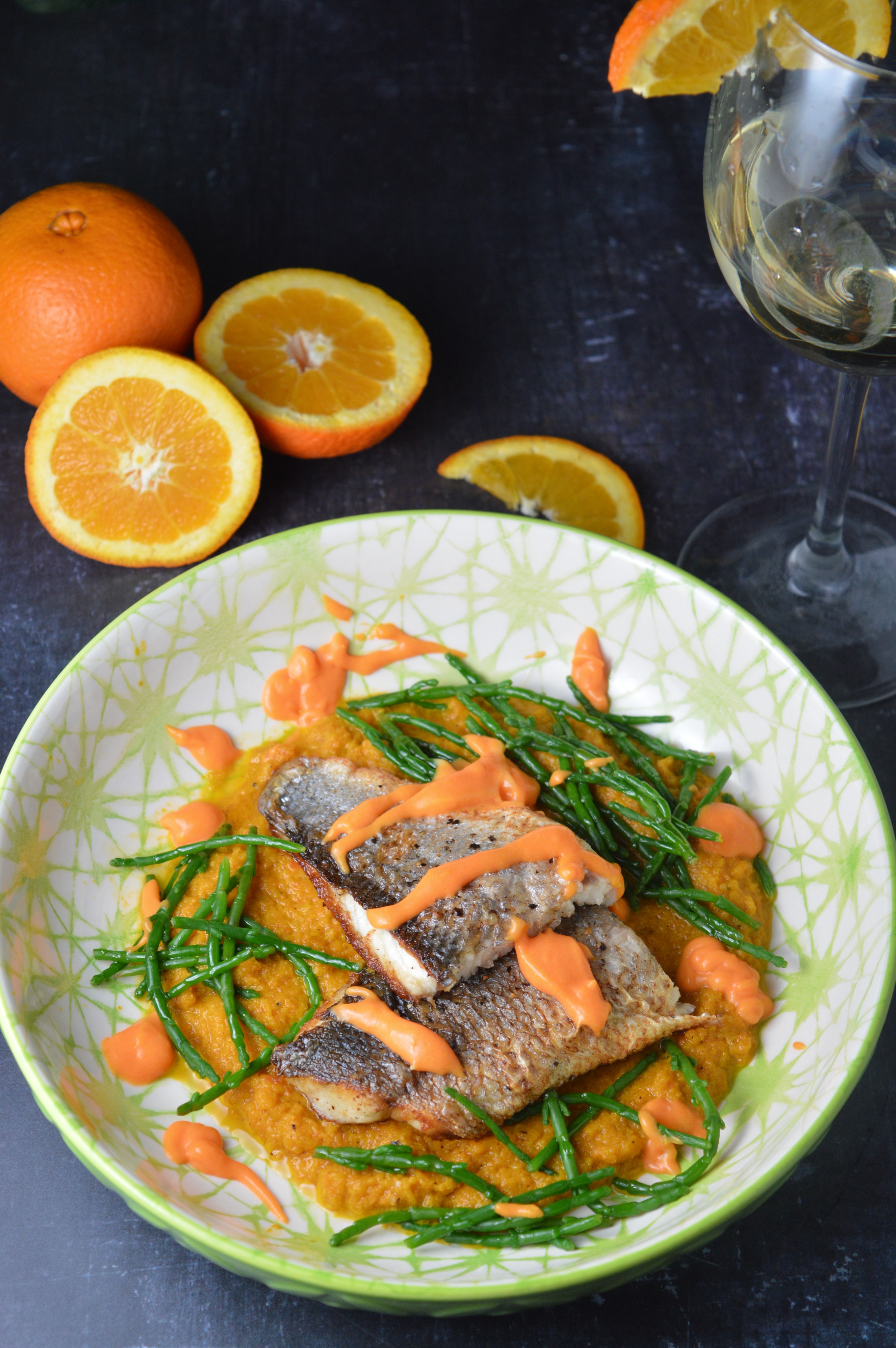 Orange Sea Bass with Coconut Carrot