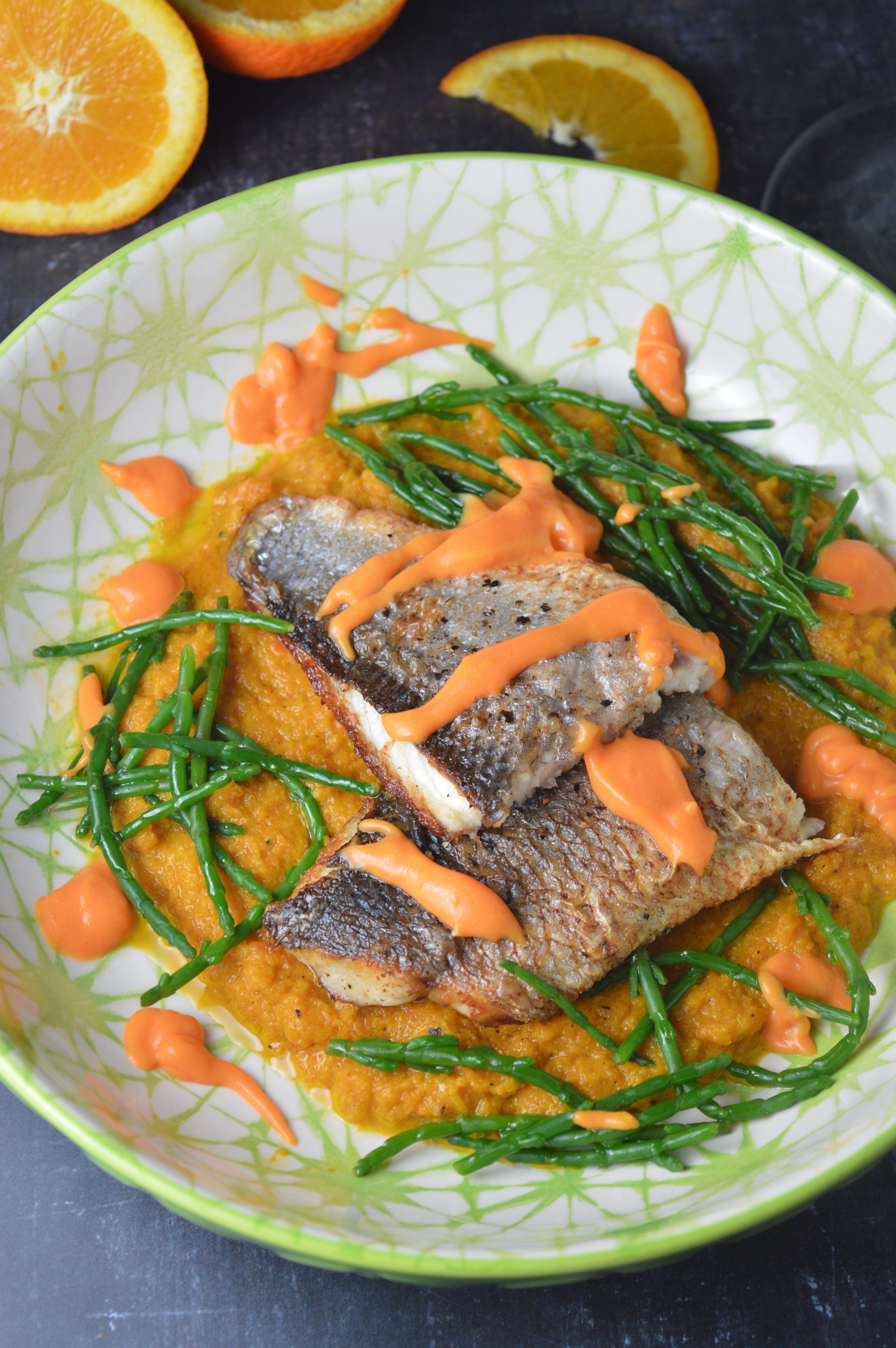 Orange Sea Bass with Coconut Carrot