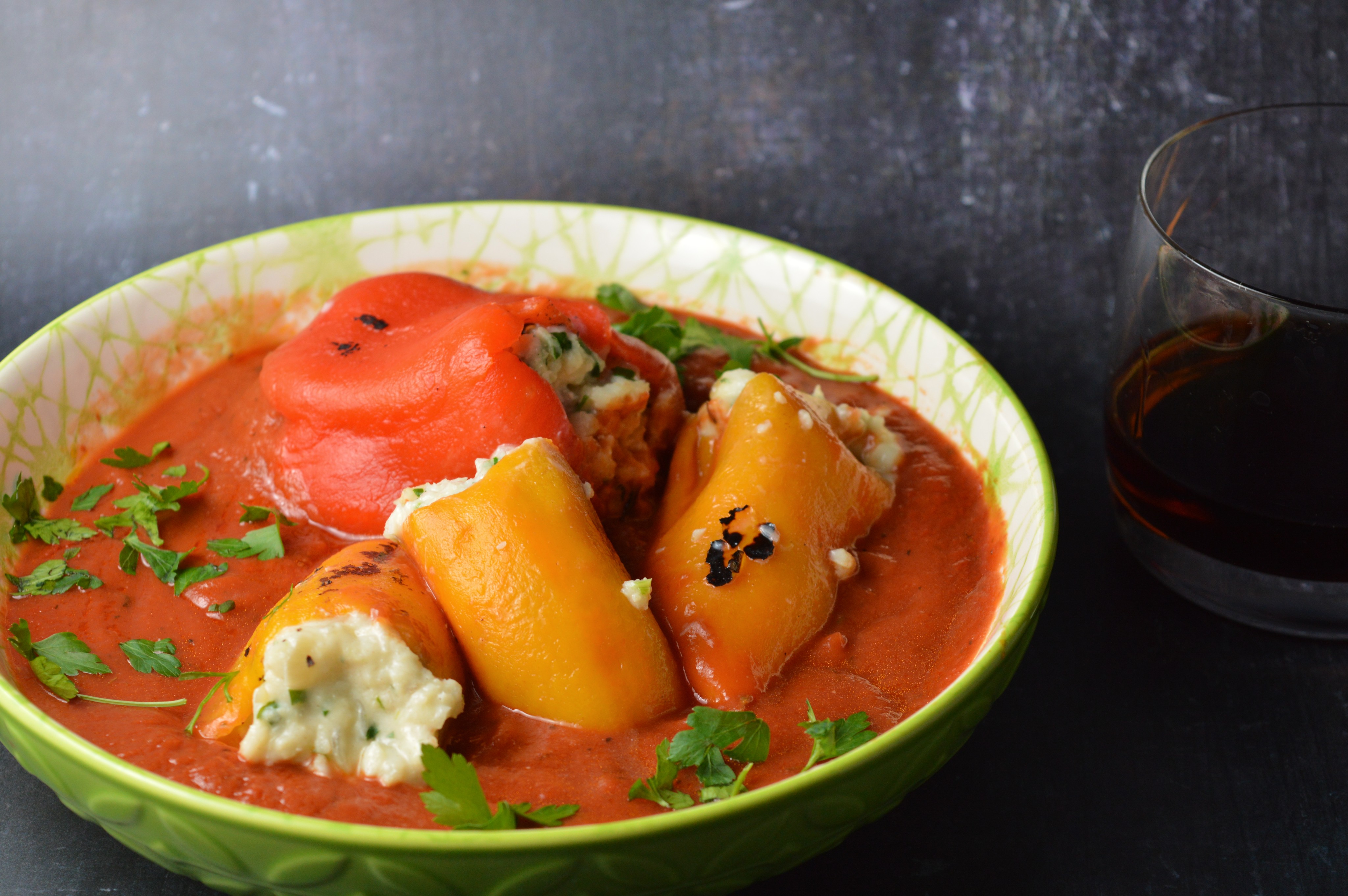 Pimientos con Bacalao/Stuffed Peppers with Cod