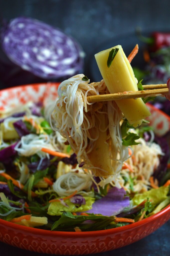 Thai Noodle Salad with Spicy Peanut Butter Thai Dressing