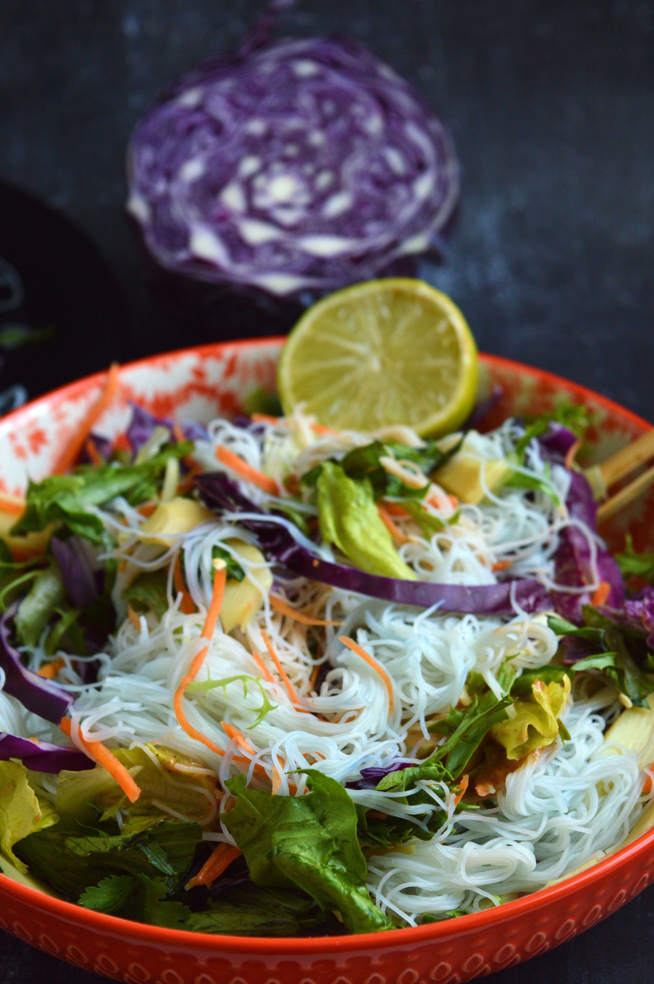 Thai Noodle Salad with Spicy Peanut Butter Dressing