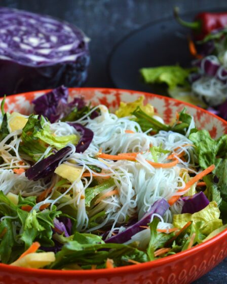 Thai Noodle Salad with Spicy Peanut Butter Dressing
