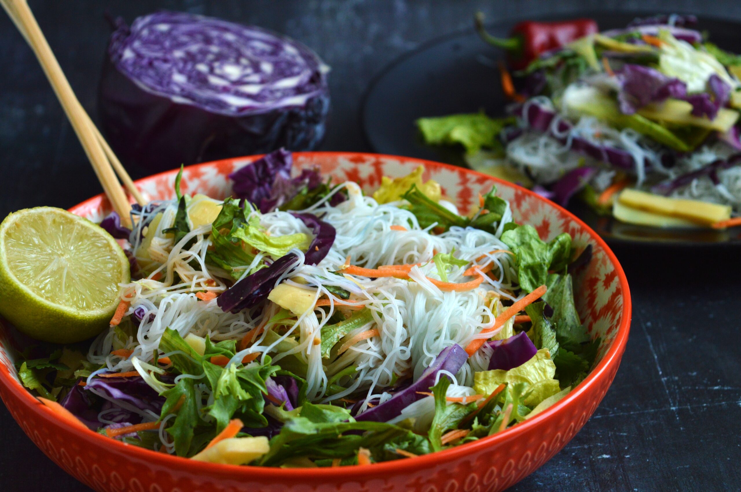 Thai Noodle Salad with Spicy Peanut Butter Dressing
