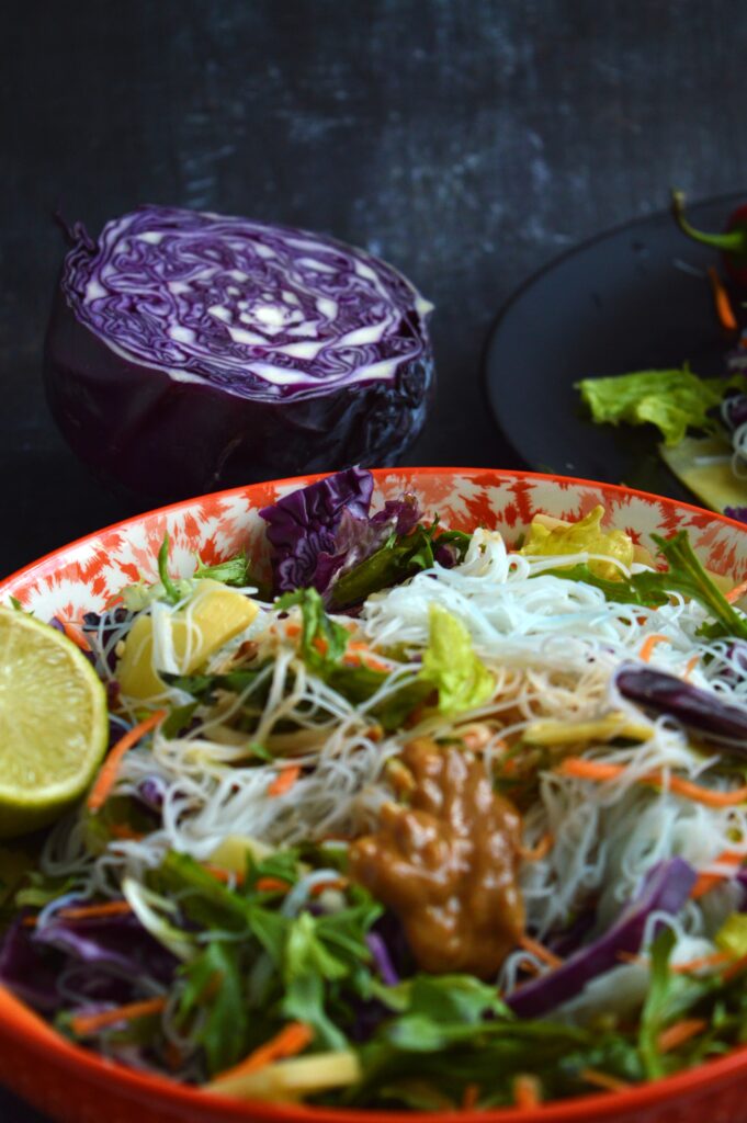 Thai Noodle Salad with Spicy Peanut Butter Dressing