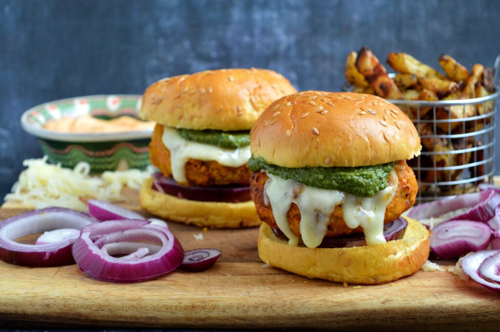 Red Lentil Burgers with Basil Pesto