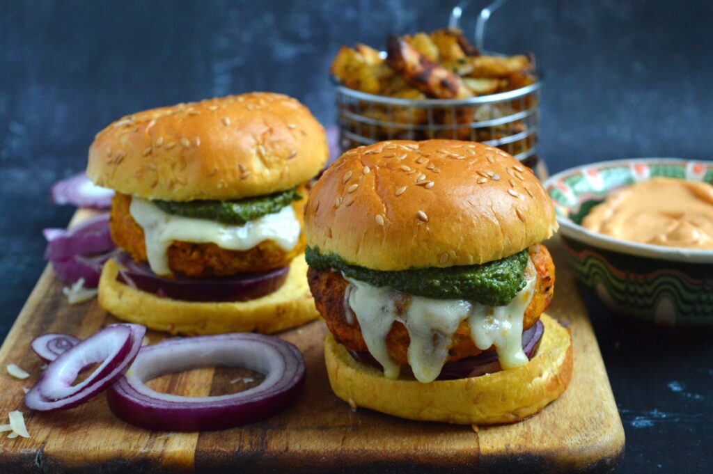 Red Lentil Burgers with Basil Pesto