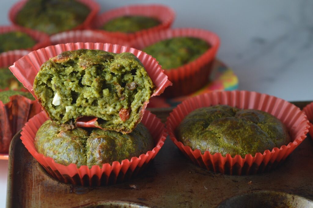 Sun-dried Tomatoes & Feta Spinach Muffins