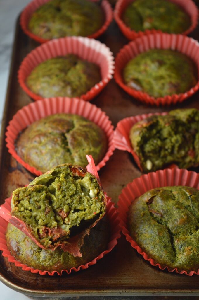 Sun-dried Tomatoes & Feta Spinach Muffins