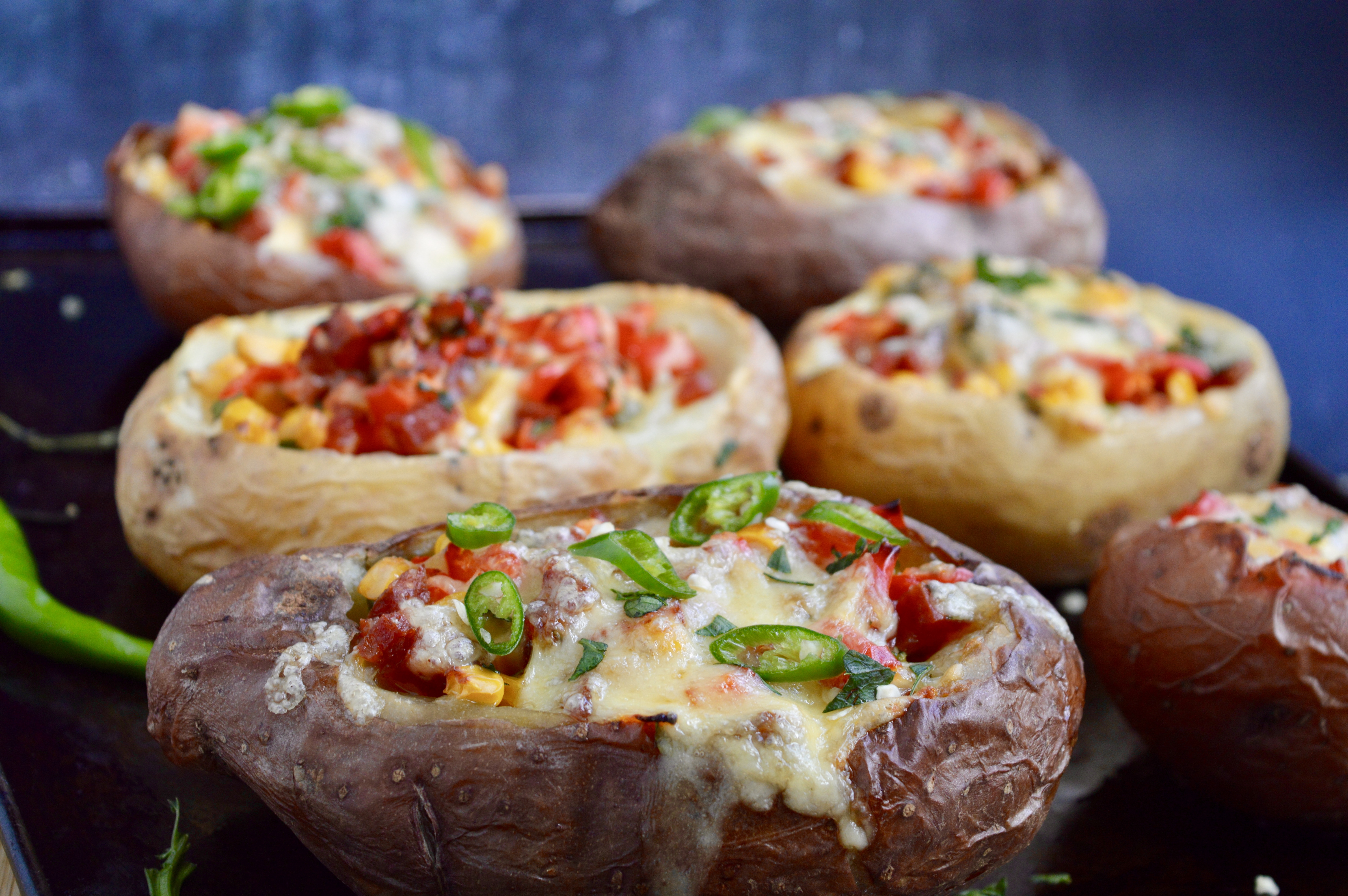 Cheesy Double Baked Stuffed Potatoes