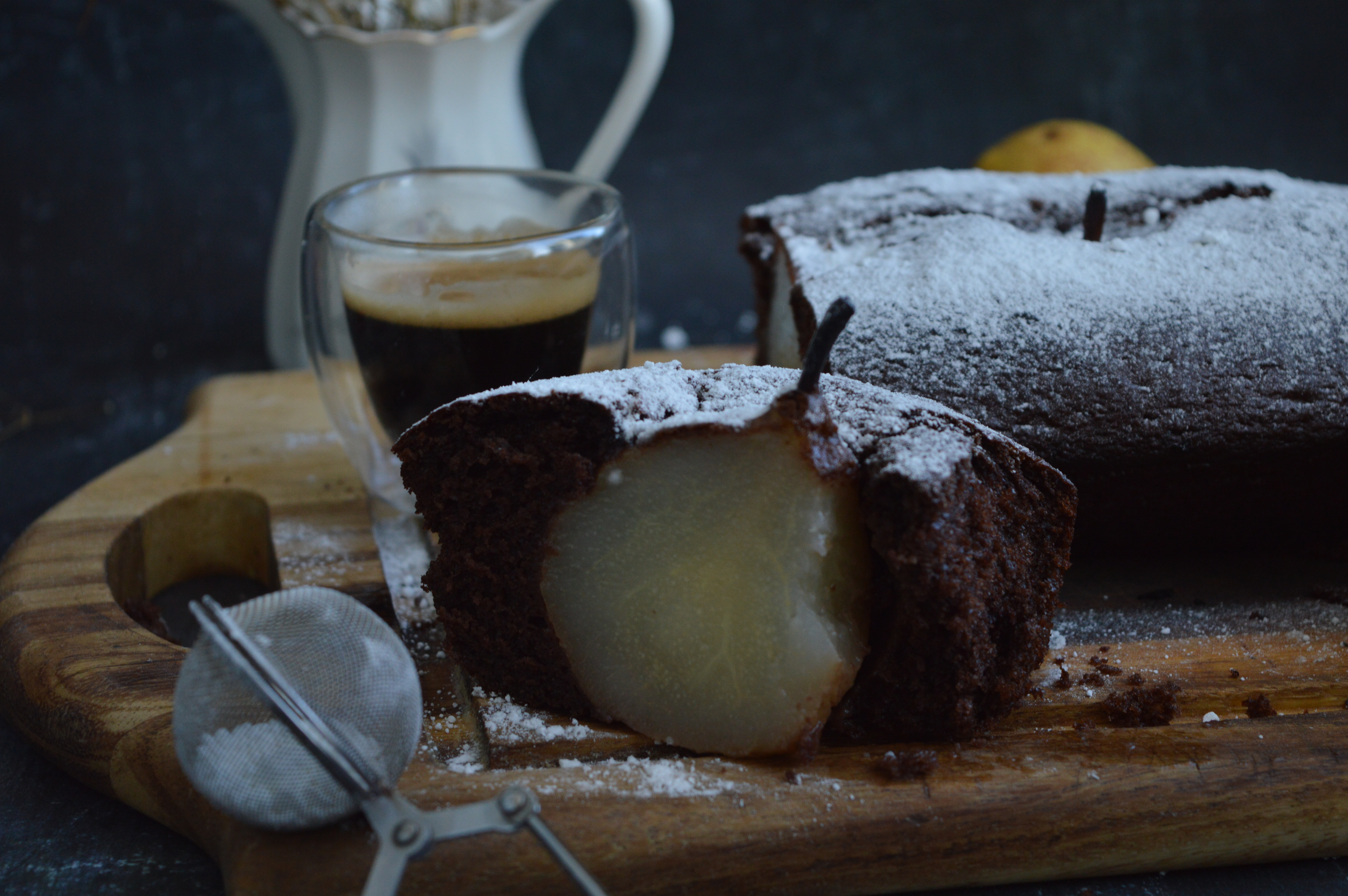 Poached Pear Ginger Loaf Cake