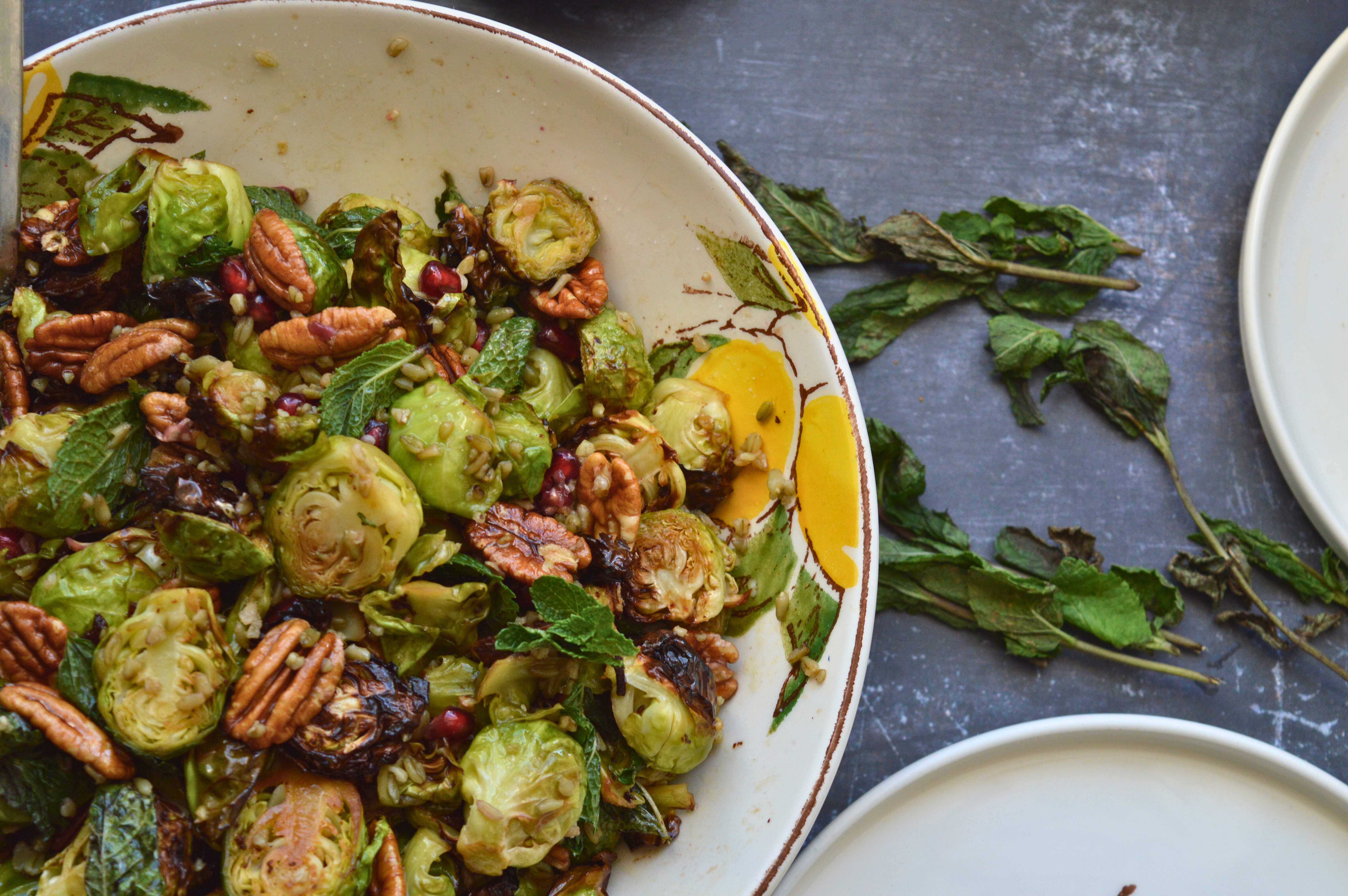 Roasted Brussels Sprouts Freekeh Salad