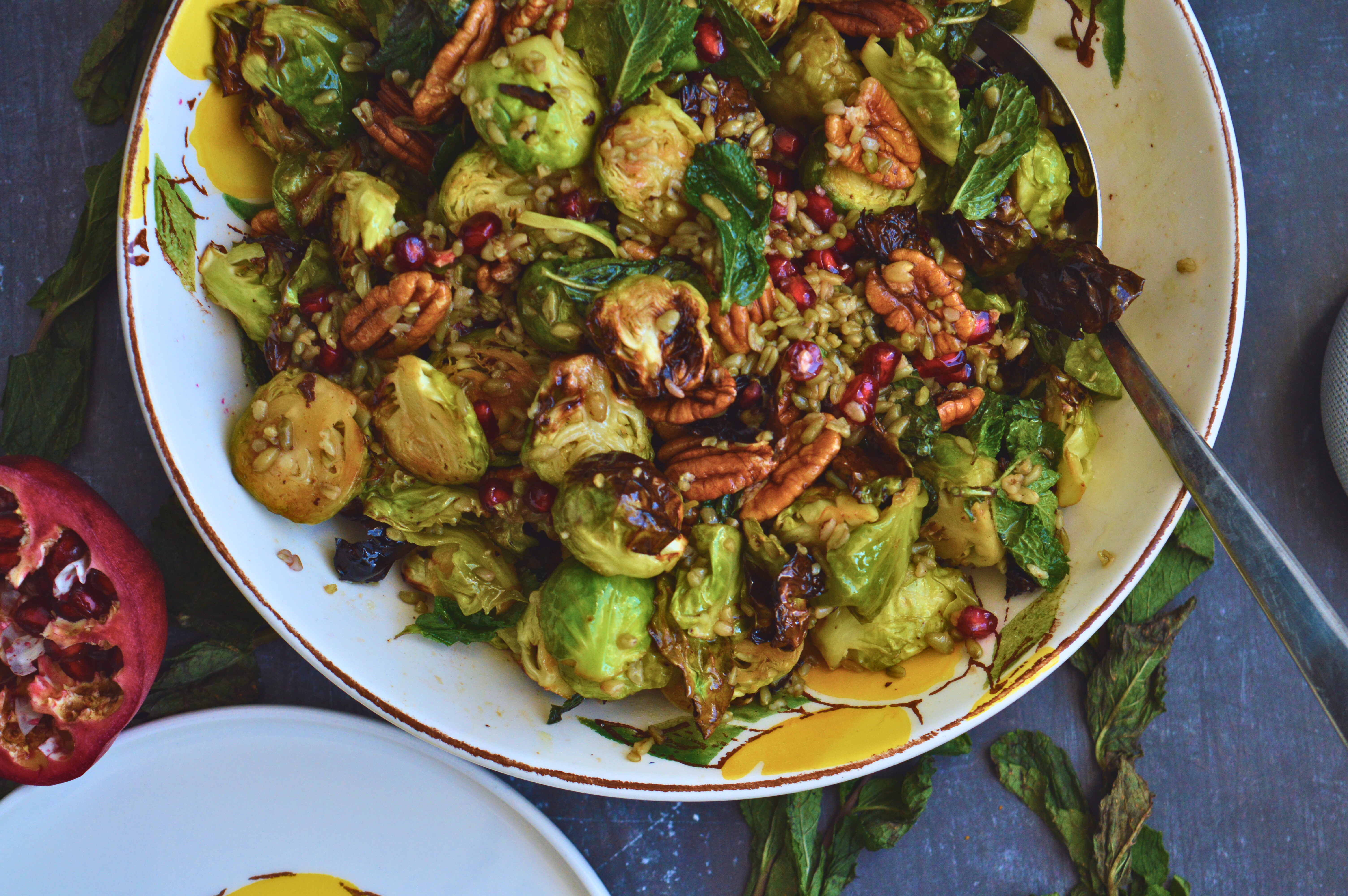 Roasted Brussels Sprouts Freekeh Salad