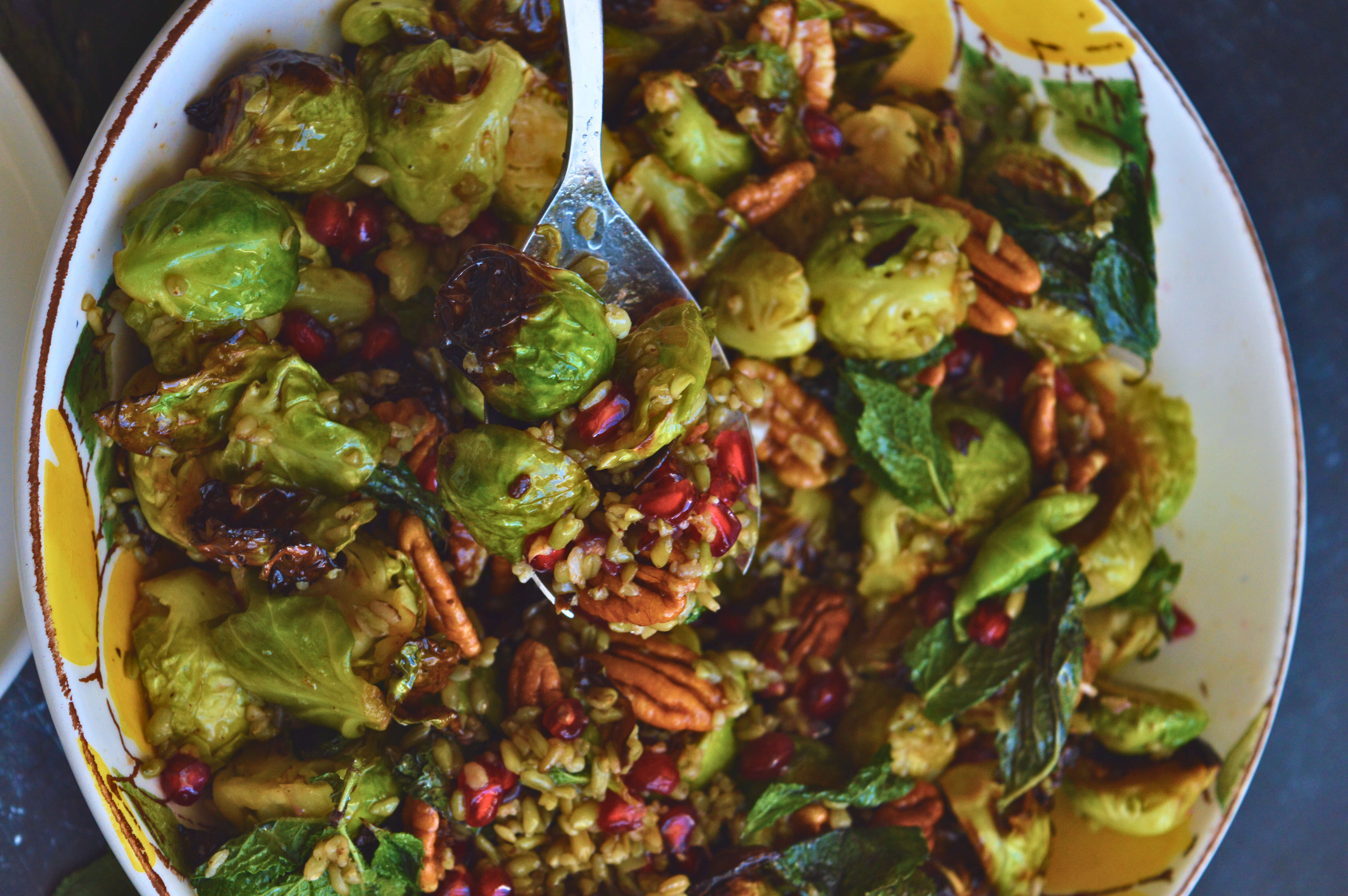 Roasted Brussels Sprouts Freekeh Salad