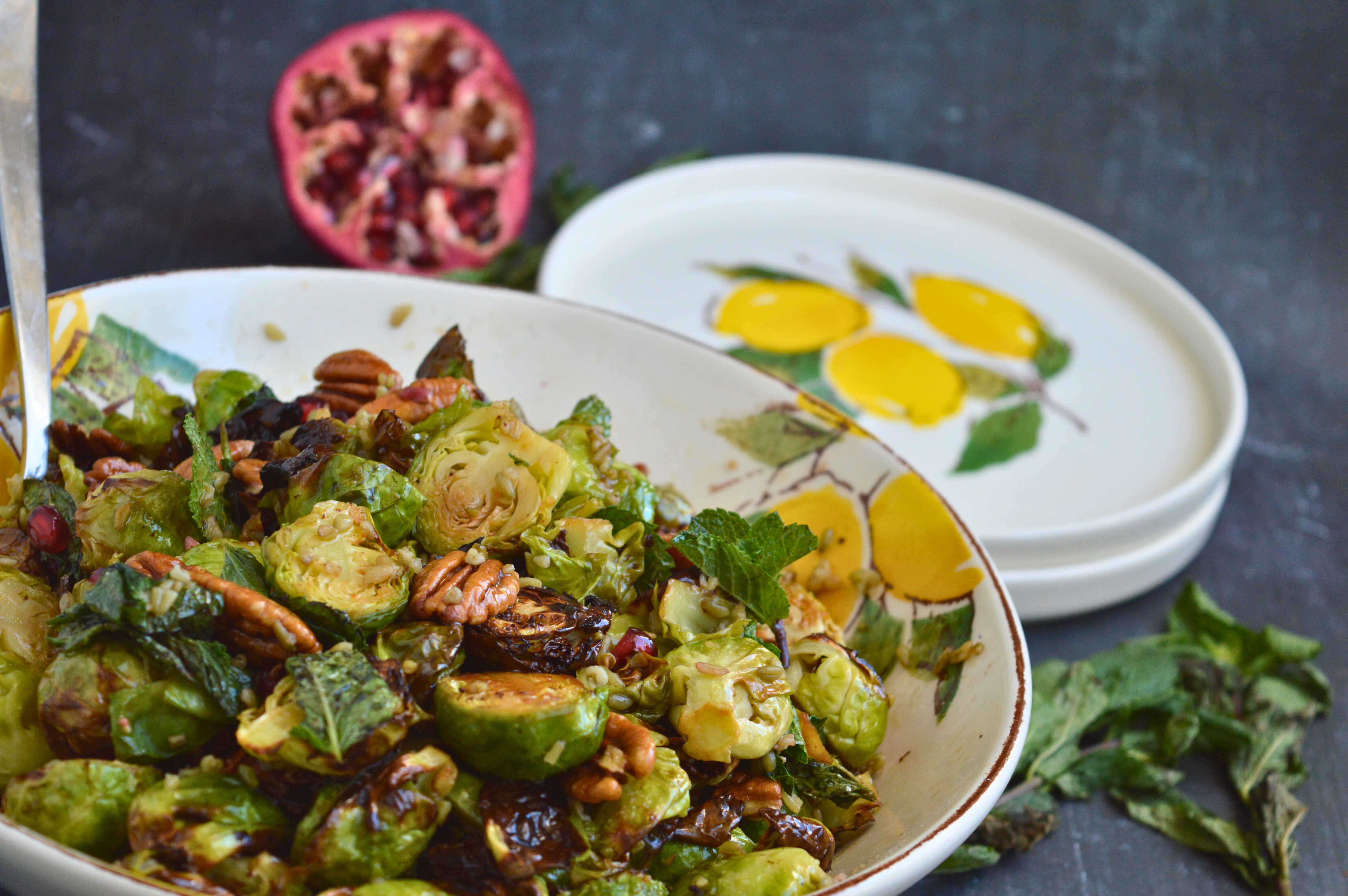Roasted Brussels Sprouts Freekeh Salad