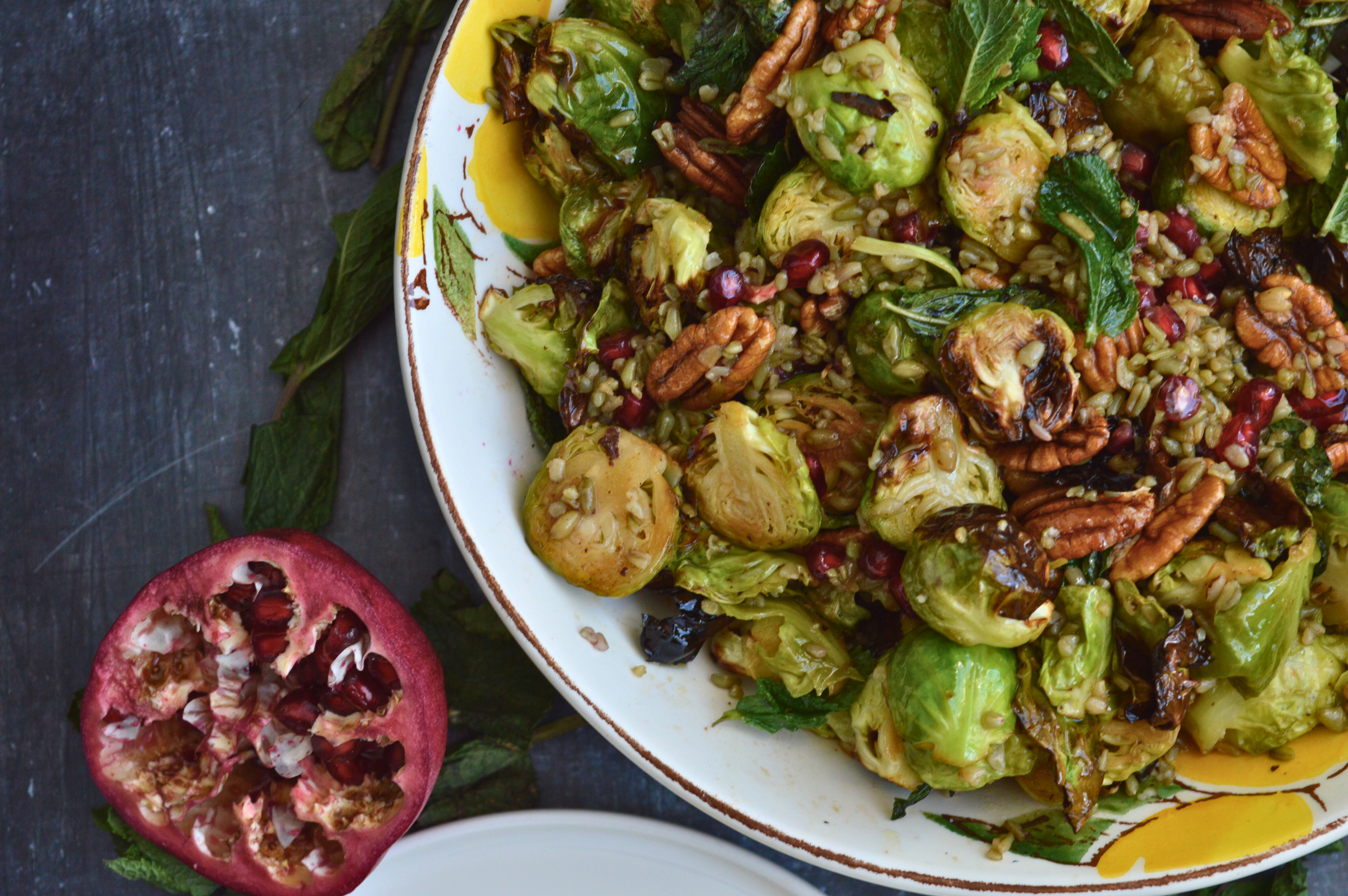 Roasted Brussels Sprouts Freekeh Salad