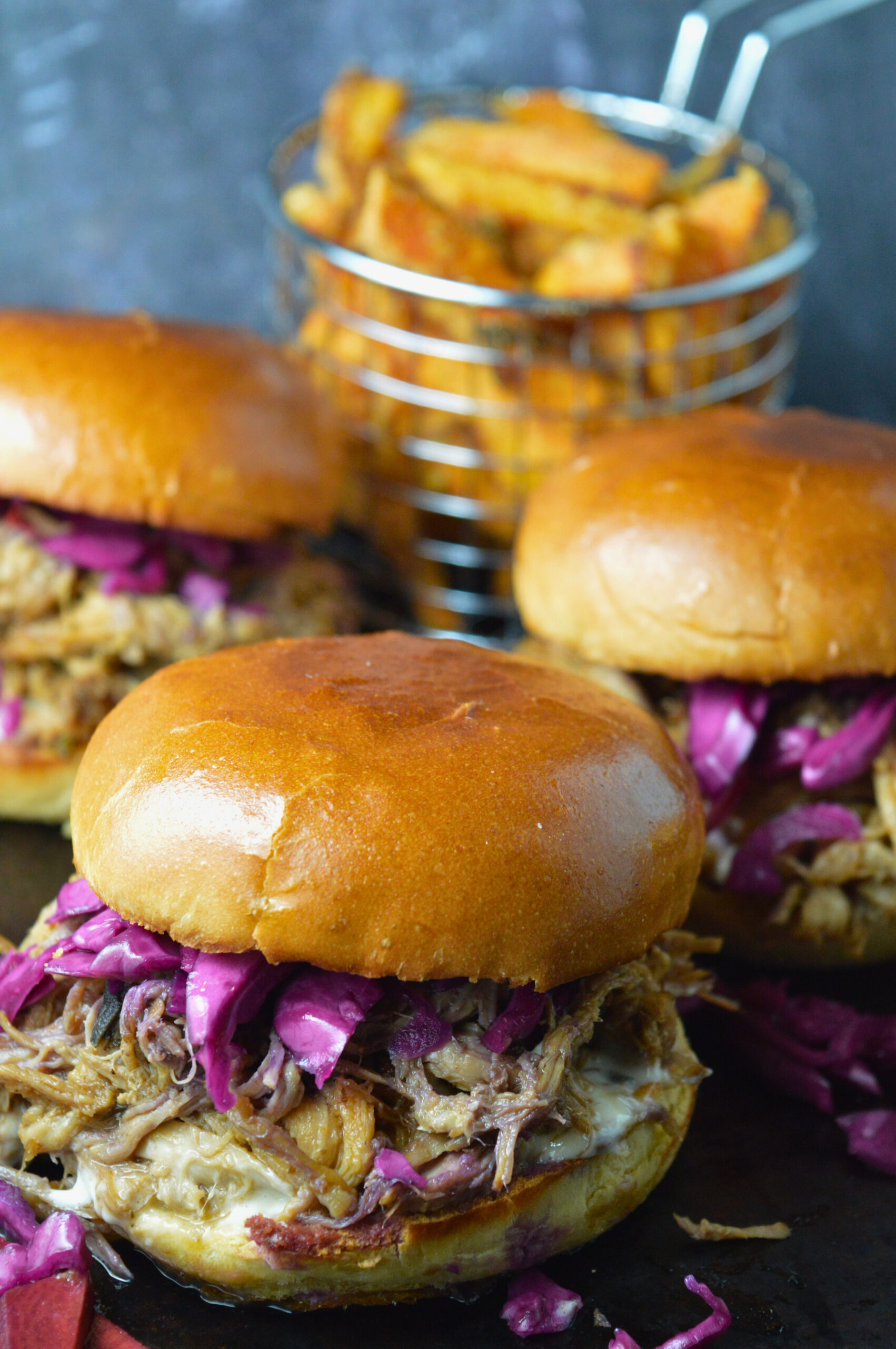 Pulled Pork Burgers with Pickled Slaw