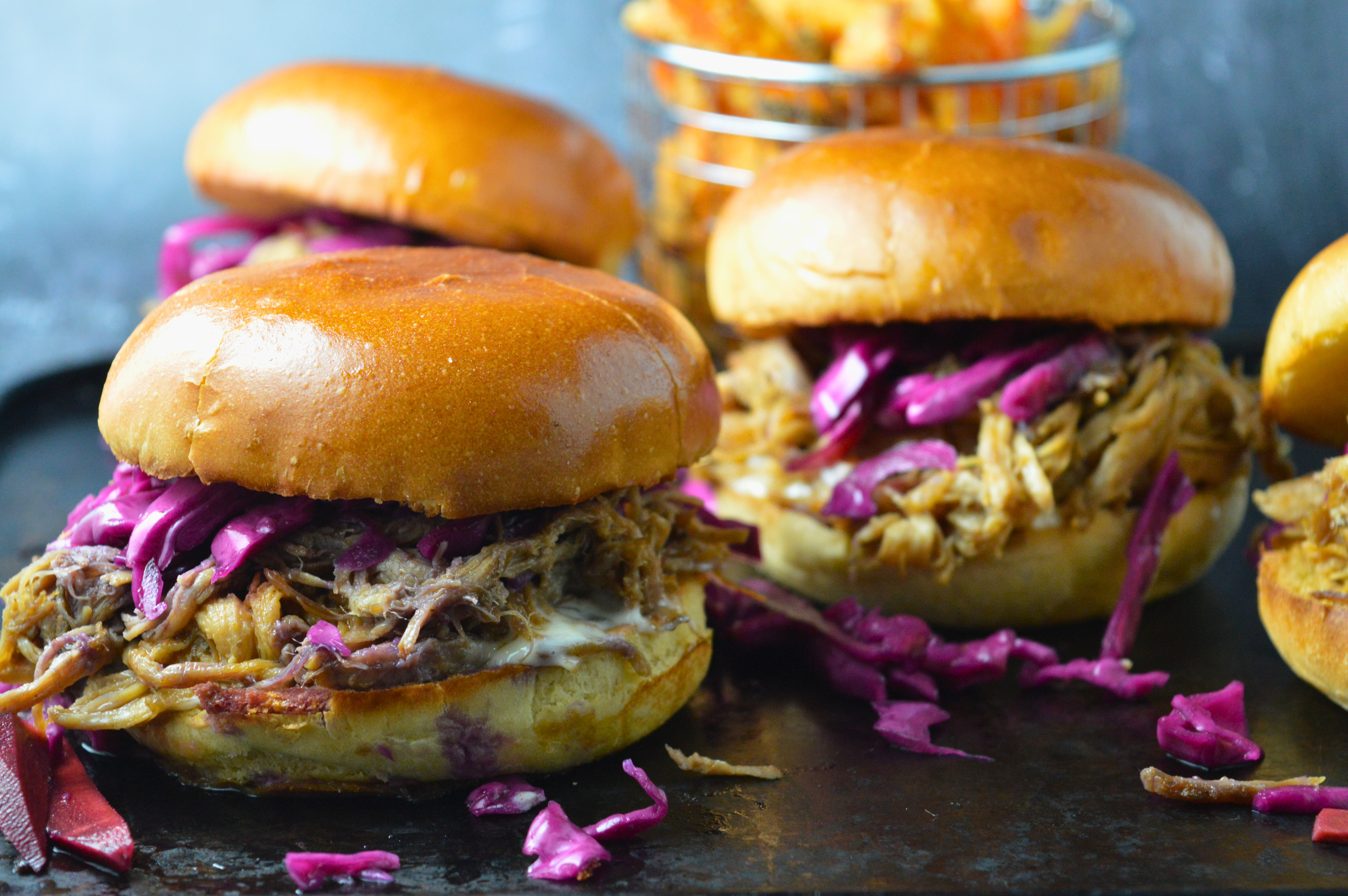Pulled Pork Burgers with Pickled Slaw