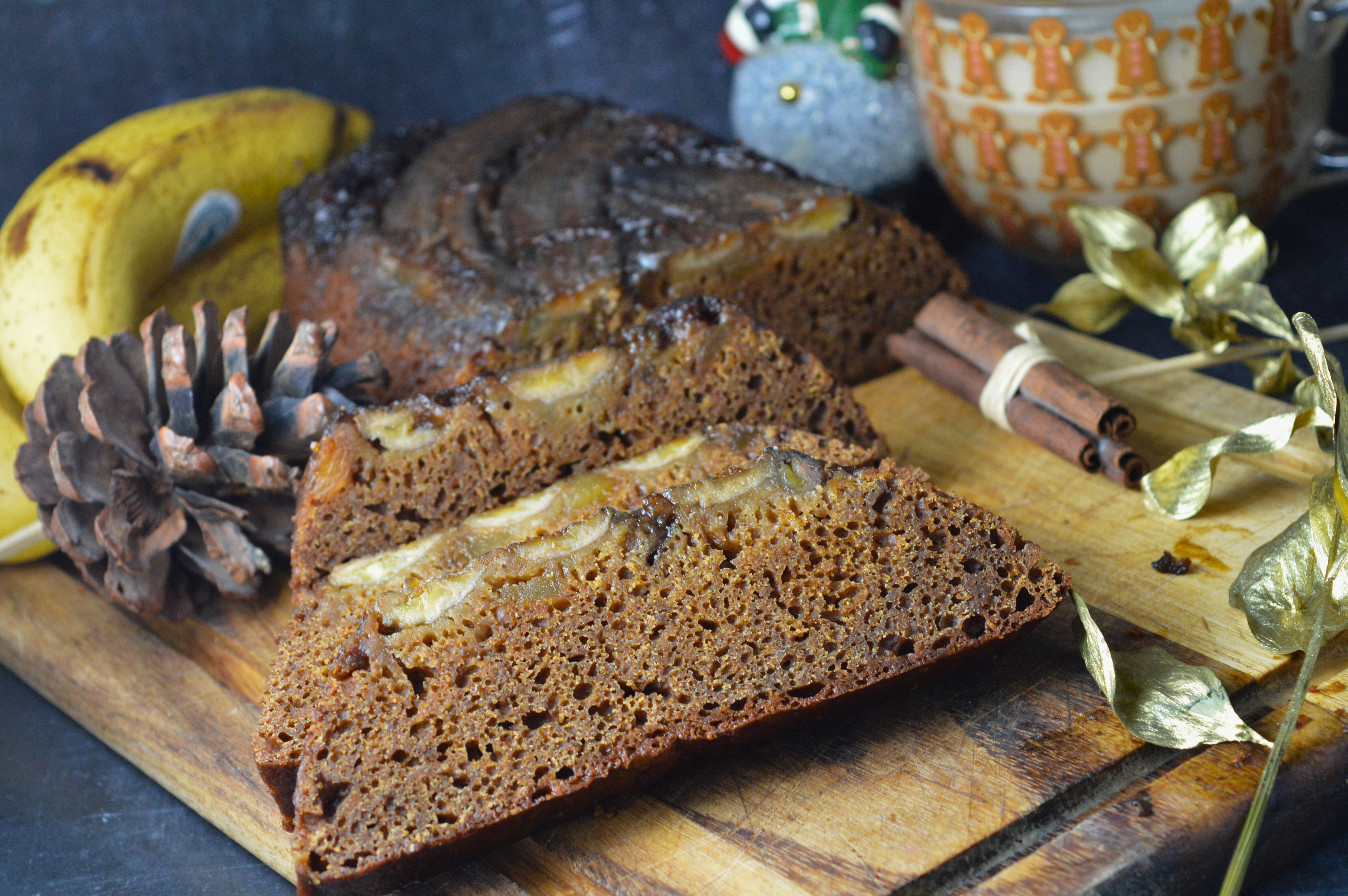 Sticky Banana Ginger Loaf Cake