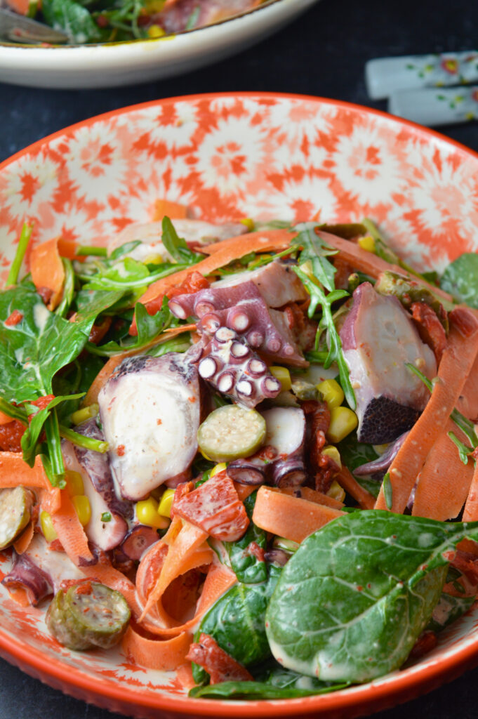 Octopus Salad with Corn and Carrots