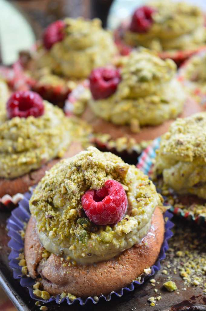 Raspberry Pistachio Cupcakes