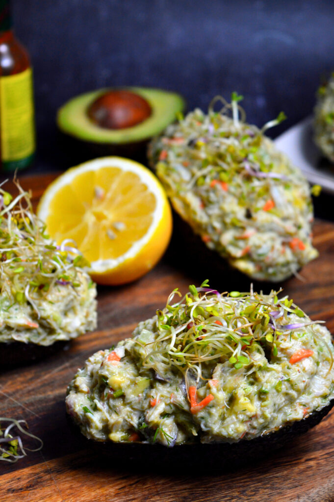 Crab Stuffed Avocados with Fresh Veggies