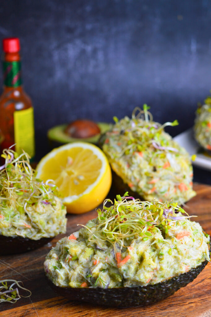 Crab Stuffed Avocados with Fresh Veggies