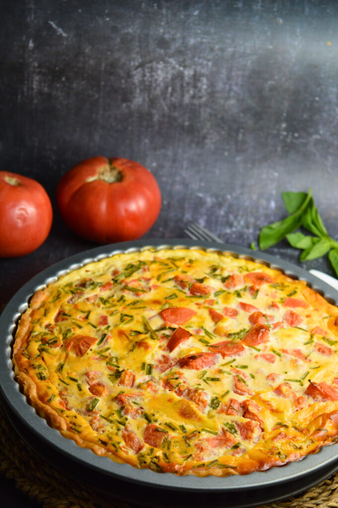 Tomato & Burrata Quiche with Chives