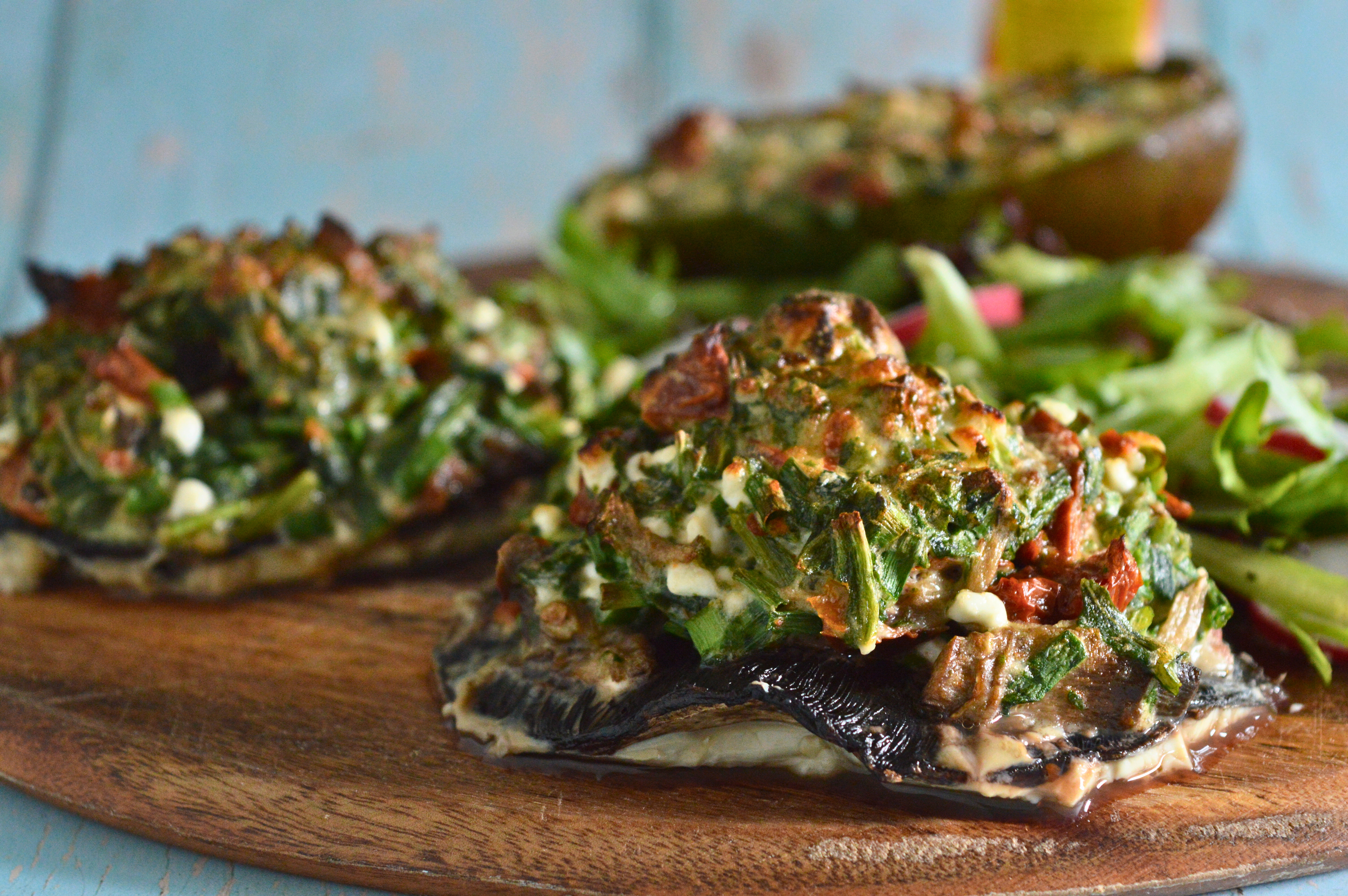 Protein Packed Mediterranean Stuffed Portobello Mushrooms