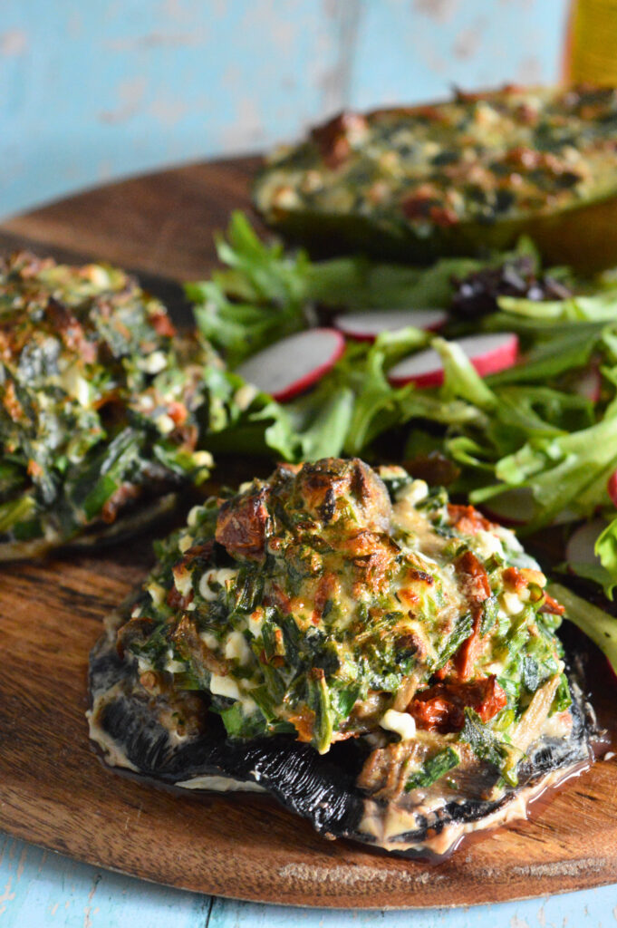 Protein Packed Mediterranean Stuffed Mushrooms
