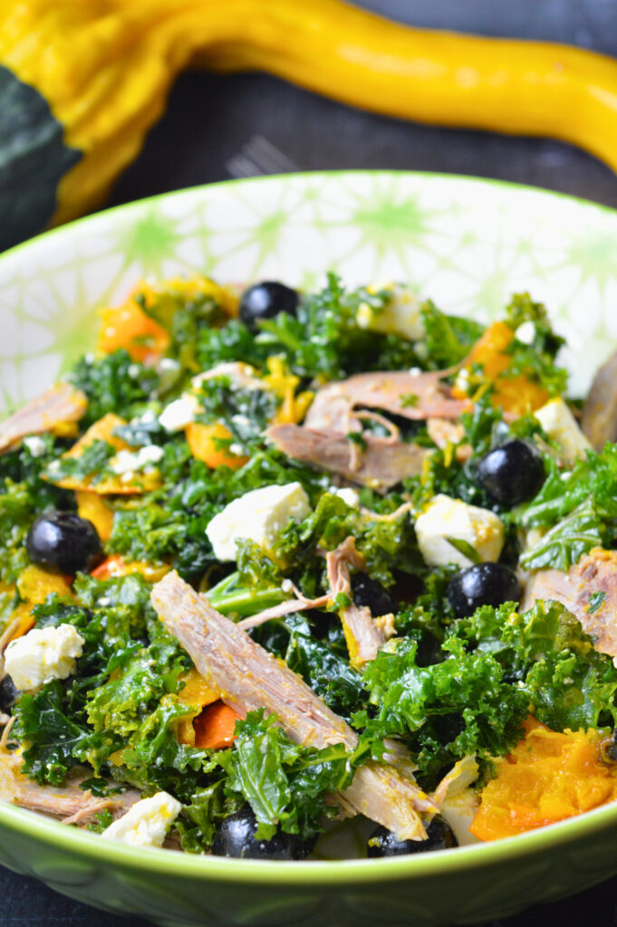 Leftover Duck Salad with Blueberries, Kale & Roasted Butternut Squash