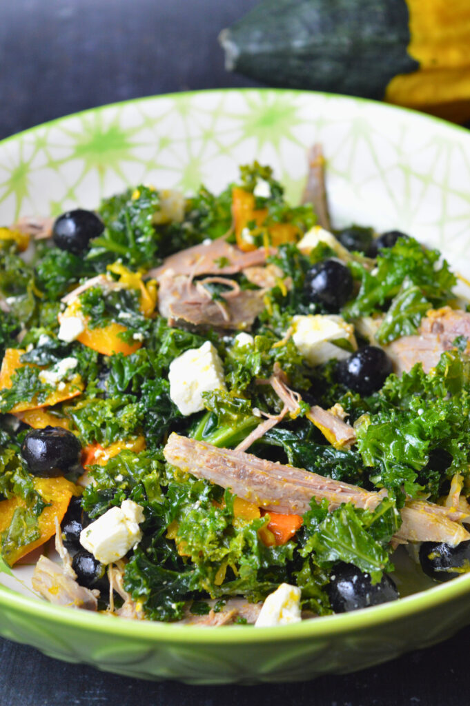 Leftover Duck Salad with Blueberries, Kale & Roasted Butternut Squash