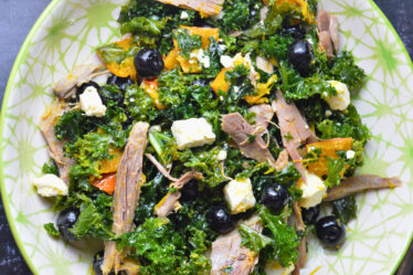 Leftover Duck Salad with Blueberries, Kale & Roasted Butternut Squash