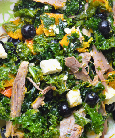 Leftover Duck Salad with Blueberries, Kale & Roasted Butternut Squash