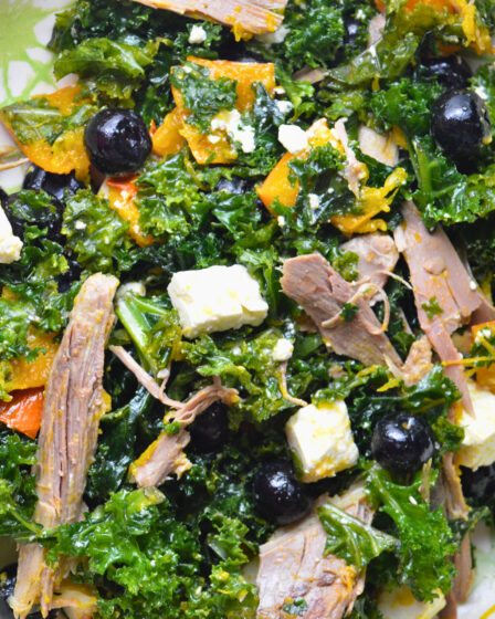 Leftover Duck Salad with Blueberries, Kale & Roasted Butternut Squash